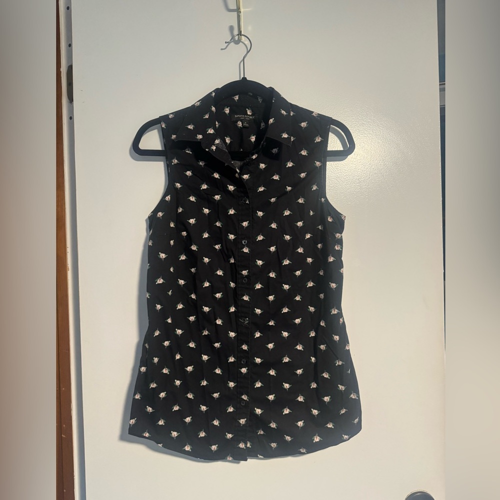 Banana Republic Riley Shirt Cotton Blend Sleeveless Blouse Size 8